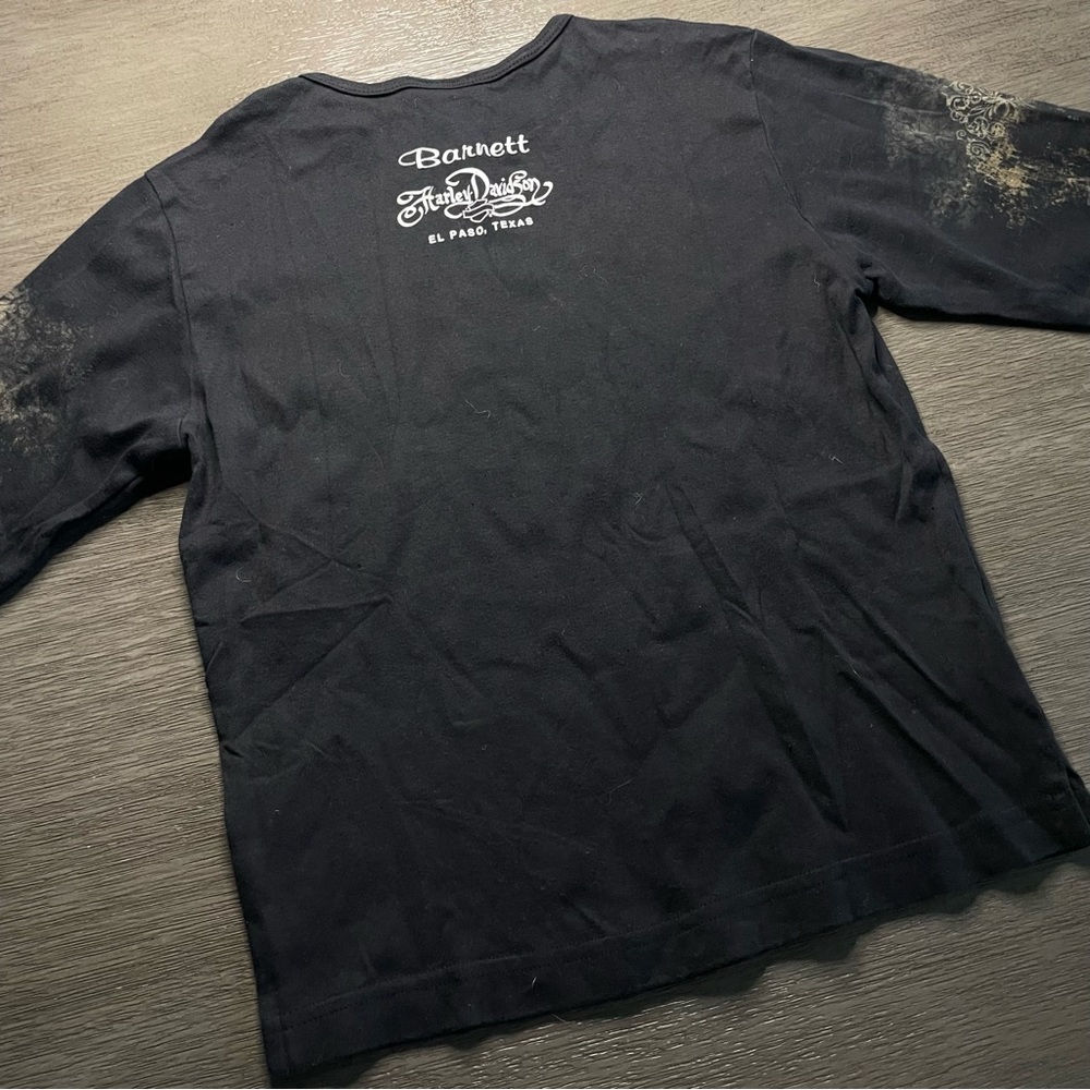 Harley Davidson Grey Black Long Sleeve TShirt Crew Neck M - Picture 4 of 9